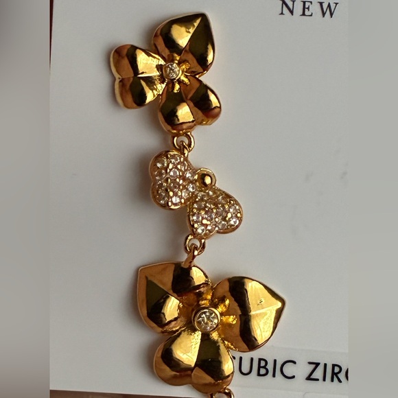 Kate Spade Gold Floral Heart Drop Earrings - Picture 7 of 8